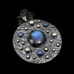 labrador,srebro,kosmos,planety,blask,blue,srebrny - Wisiory - Biżuteria