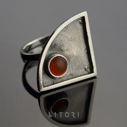pierścionek,geometryczny,trójkąt,orange,litori - Pierścionki - Biżuteria