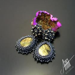 haft koralikowy,sztyfty,efektowne - Kolczyki - Biżuteria