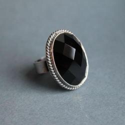 pierścionek srebro onyks metaloplastyka unikat - Pierścionki - Biżuteria