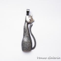 srebro,kot,wisiorek - Wisiory - Biżuteria