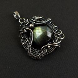 wisior,wire-wrapping,labradoryt,misterny,srebry - Wisiory - Biżuteria