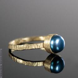 perła,złocony,minimalistyczny,prosty - Pierścionki - Biżuteria