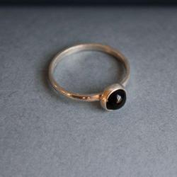 pierścionek srebro minimalizm czarny onyks - Pierścionki - Biżuteria