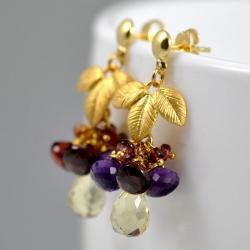 kolczyki złocone,eleganckie,z szafirem - Kolczyki - Biżuteria