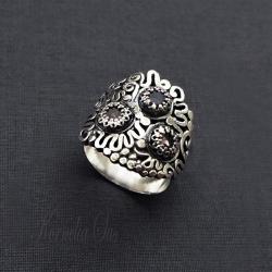 pierścionek,srebrny,z ametystem,ozdobny - Pierścionki - Biżuteria