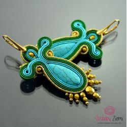 kolczyki sutasz,turkusowe,zielone,orientalne - Kolczyki - Biżuteria