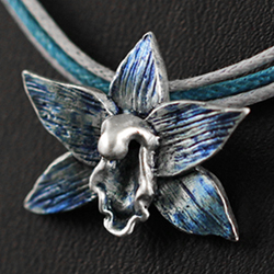 storczyk,niebieski,orchidea,srebrny, - Wisiory - Biżuteria