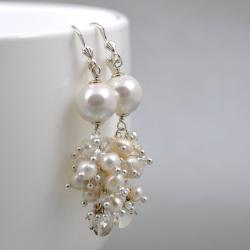 kolczyki bogate,srebrne,z perłami,długie - Kolczyki - Biżuteria