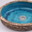 Ceramika i szkło umywalka nablatowa niebieska ręcznie robiona