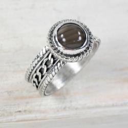 Srebrny pierścionek z krzemieniem pasiastym - Pierścionki - Biżuteria