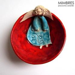 miseczka z aniołkiem,czerwona,błyszcząca,mimbre - Ceramika i szkło - Wyposażenie wnętrz