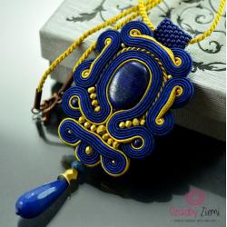 naszyjnik sutasz,graatowy,złoty,lapis lazuli - Naszyjniki - Biżuteria