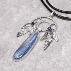 perłowoniebieski,srebrny wisior,niebieski - Wisiory - Biżuteria