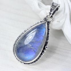Srebrny wisiorek z kamieniem księżycowym - Wisiory - Biżuteria