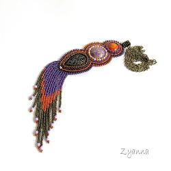wisior,haft koralikowy,indiański,etniczny - Wisiory - Biżuteria