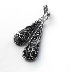 drobne kolczyki z czarną cyrkonią - Kolczyki - Biżuteria