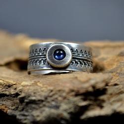 pierścionek z kyanitem,ze wzorem, - Pierścionki - Biżuteria