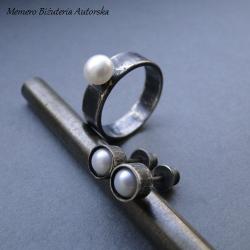 srebro,perły,białe,surowe - Komplety - Biżuteria
