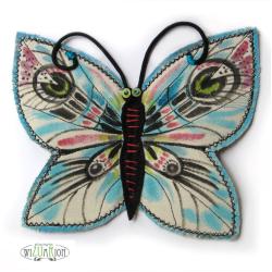 motyl,kolorowy,ręcznie malowane,broszka tekstylna - Broszki - Biżuteria