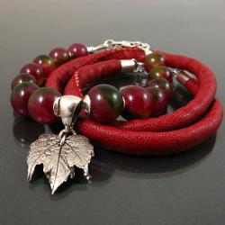 barwna z liściem - Bransoletki - Biżuteria