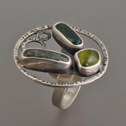 pierścionek z oliwinek awenturynem i agatem mszyst - Pierścionki - Biżuteria