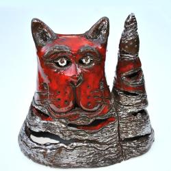kot,rzeźba,świecznik,ceramika - Ceramika i szkło - Wyposażenie wnętrz