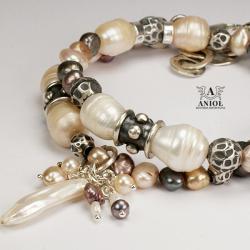 bransoleta,srebro,perły - Bransoletki - Biżuteria