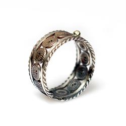 obrączka filigranowa ze złotą kuleczką - Pierścionki - Biżuteria