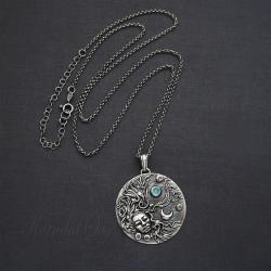 naszyjnik,srebrny,medalion,z topazem,księżyc - Naszyjniki - Biżuteria