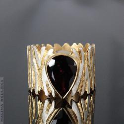 pierścionek,srebrny,złocony,zebra,turmalin - Pierścionki - Biżuteria