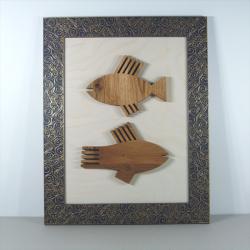 obraz,dekoracja z drewna,ryby - Obrazy - Wyposażenie wnętrz