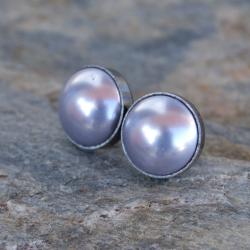 sztyfty,srebrne,perła,drobne,wkrętki,małe,koło - Kolczyki - Biżuteria