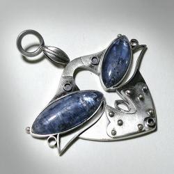 wisior,srebro,kyanit,industrial,kot - Wisiory - Biżuteria