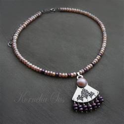 naszyjnik,srebrny,romantyczny,z pereł - Naszyjniki - Biżuteria