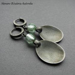 srebro,szkło,diachroniczne,miętowe,owal - Kolczyki - Biżuteria