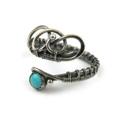pierścionek,wrapping,turkus,niebieski,regulowany - Pierścionki - Biżuteria
