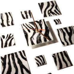 designerski zegar szklany zebra prezent - Zegary - Wyposażenie wnętrz