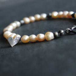 fado,srebro,perły,oksydowane - Bransoletki - Biżuteria