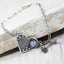 Srebrna bransoletka z kamieniem księżycowym - Bransoletki - Biżuteria
