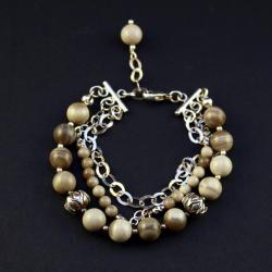 srebrna bransoletka z krzemieniem pasiastym - Bransoletki - Biżuteria