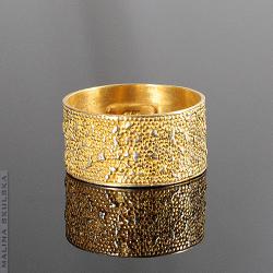 pierścionek,obrączka,złocona,srebrna,faktura - Pierścionki - Biżuteria