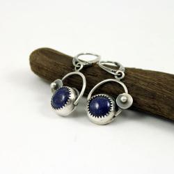 lapis lazuli,lazuryt,srebrne kolczyki - Kolczyki - Biżuteria