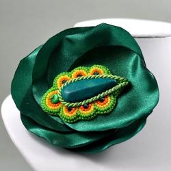 broszka kwiatowa,haftowana,ze Swarovskim - Broszki - Biżuteria