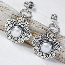 Srebrne kolczyki z perłami - Kolczyki - Biżuteria