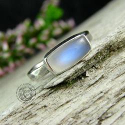 srebro,kamień księżycowy,pierścionek,surowy - Pierścionki - Biżuteria