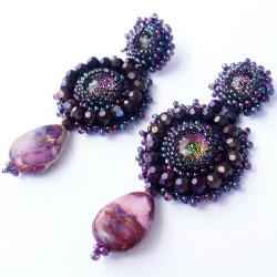 haftkoralikowy fioletowe szkło dichroiczne - Kolczyki - Biżuteria