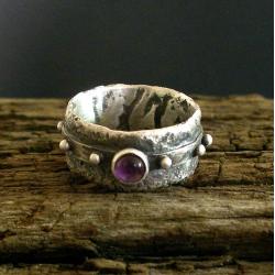 pierścień,srebro,ametyst - Pierścionki - Biżuteria