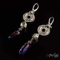 czaszki,wire wrapping,kolczyki,srebro,vevka,piryt - Kolczyki - Biżuteria