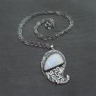 Wisiory wisior,srebrny,z kamieniem księżycowym,okazały